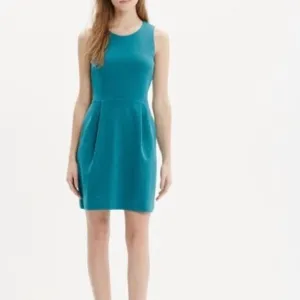 Madewell Teal Blue Verse Fit and Flare Stretch Sleeveless Sheath Dress Medium
