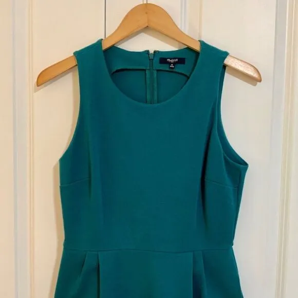 Madewell Teal Blue Verse Fit and Flare Stretch Sleeveless Sheath Dress Medium