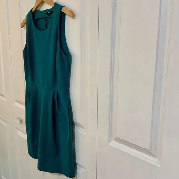 Madewell Teal Blue Verse Fit and Flare Stretch Sleeveless Sheath Dress Medium