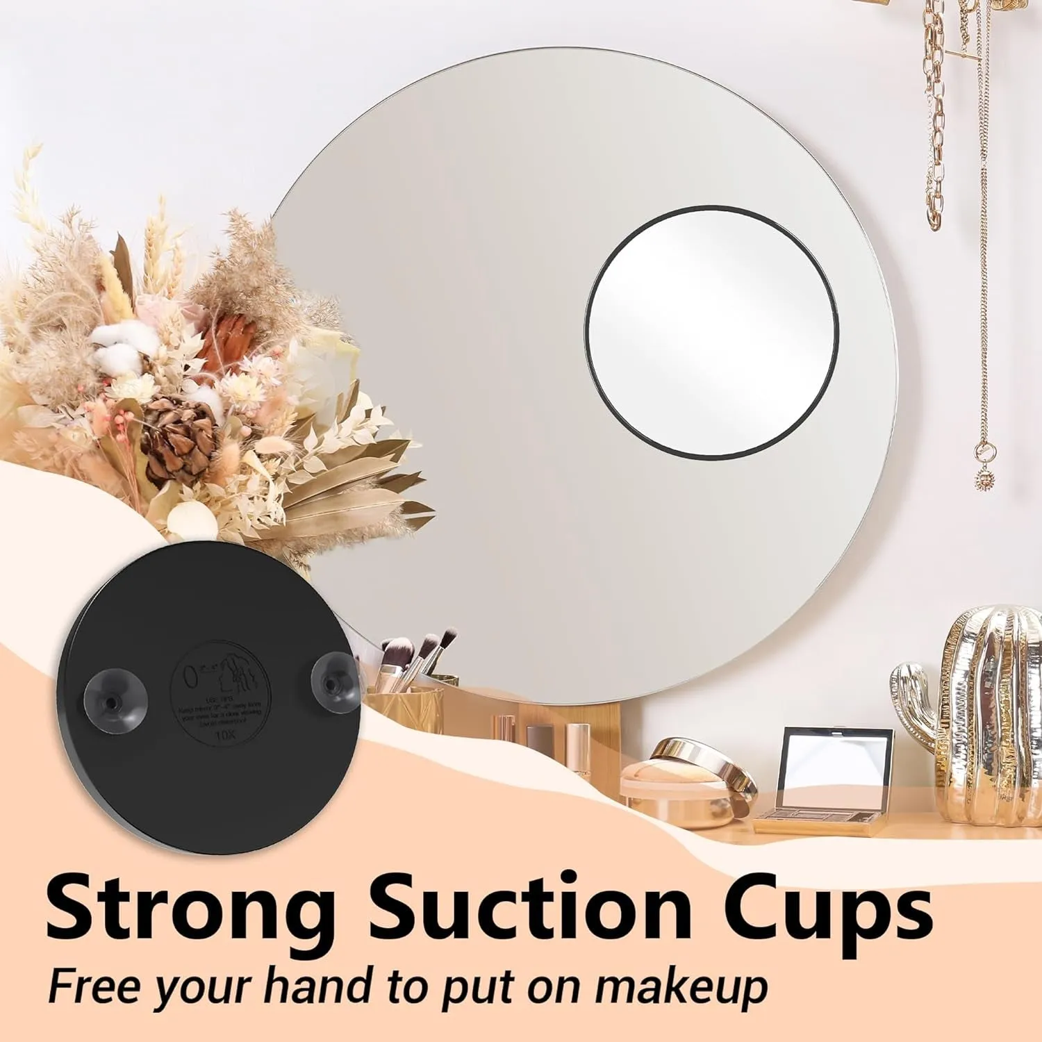 Magnifying Mirror, 10X & 20X & 30X Set, Magnified Mirror 3.5" with Two Suction Cups, Travel Magnifying Mirror Set Comes with Portable Storage Bag, Compact Small Magnifying Mirror for Travel(Black)
