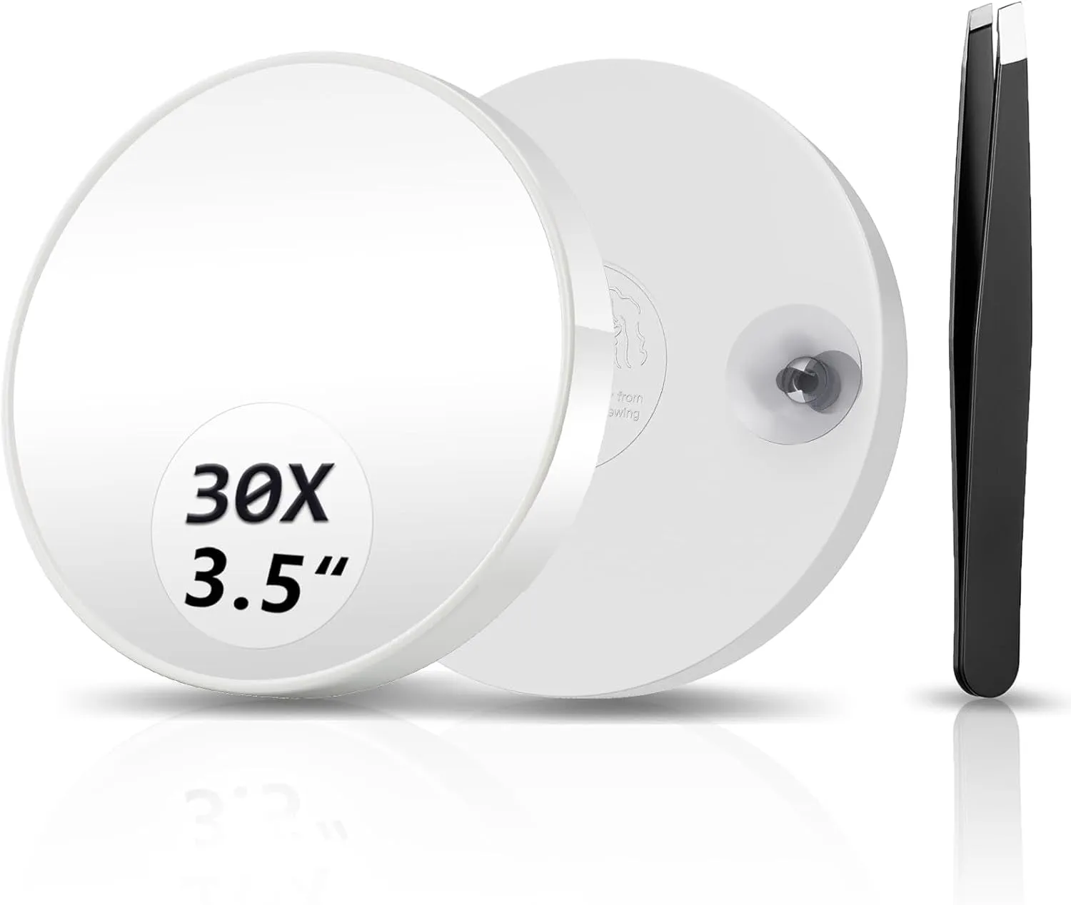 Magnifying Mirror, 10X & 20X & 30X Set, Magnified Mirror 3.5" with Two Suction Cups, Travel Magnifying Mirror Set Comes with Portable Storage Bag, Compact Small Magnifying Mirror for Travel(Black)