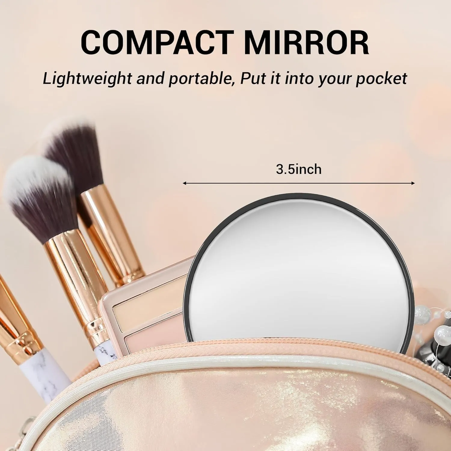 Magnifying Mirror, 10X & 20X & 30X Set, Magnified Mirror 3.5" with Two Suction Cups, Travel Magnifying Mirror Set Comes with Portable Storage Bag, Compact Small Magnifying Mirror for Travel(Black)