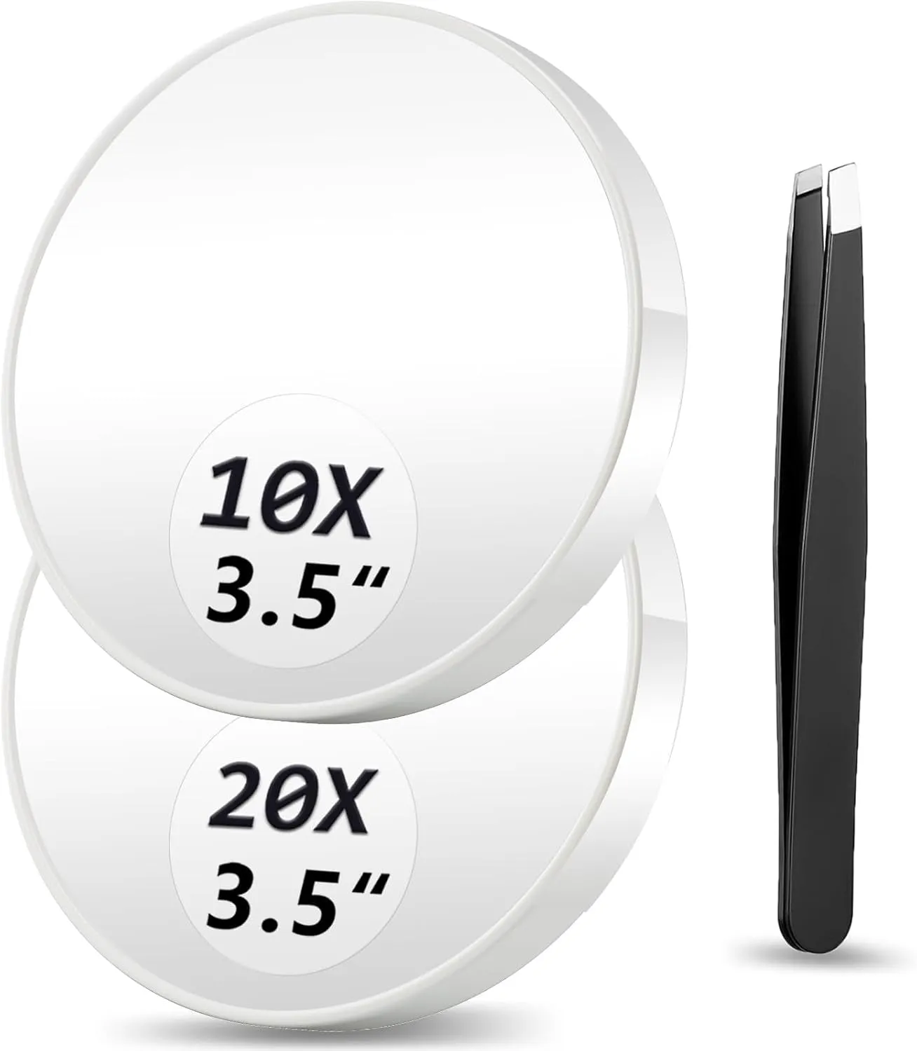 Magnifying Mirror, 10X & 20X & 30X Set, Magnified Mirror 3.5" with Two Suction Cups, Travel Magnifying Mirror Set Comes with Portable Storage Bag, Compact Small Magnifying Mirror for Travel(Black)