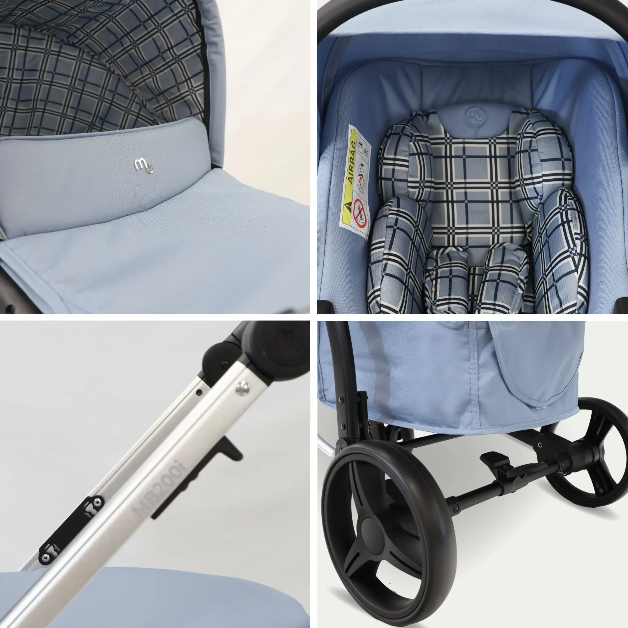 MB200i 3-in-1 Travel System with i-Size Car Seat - Blue Plaid