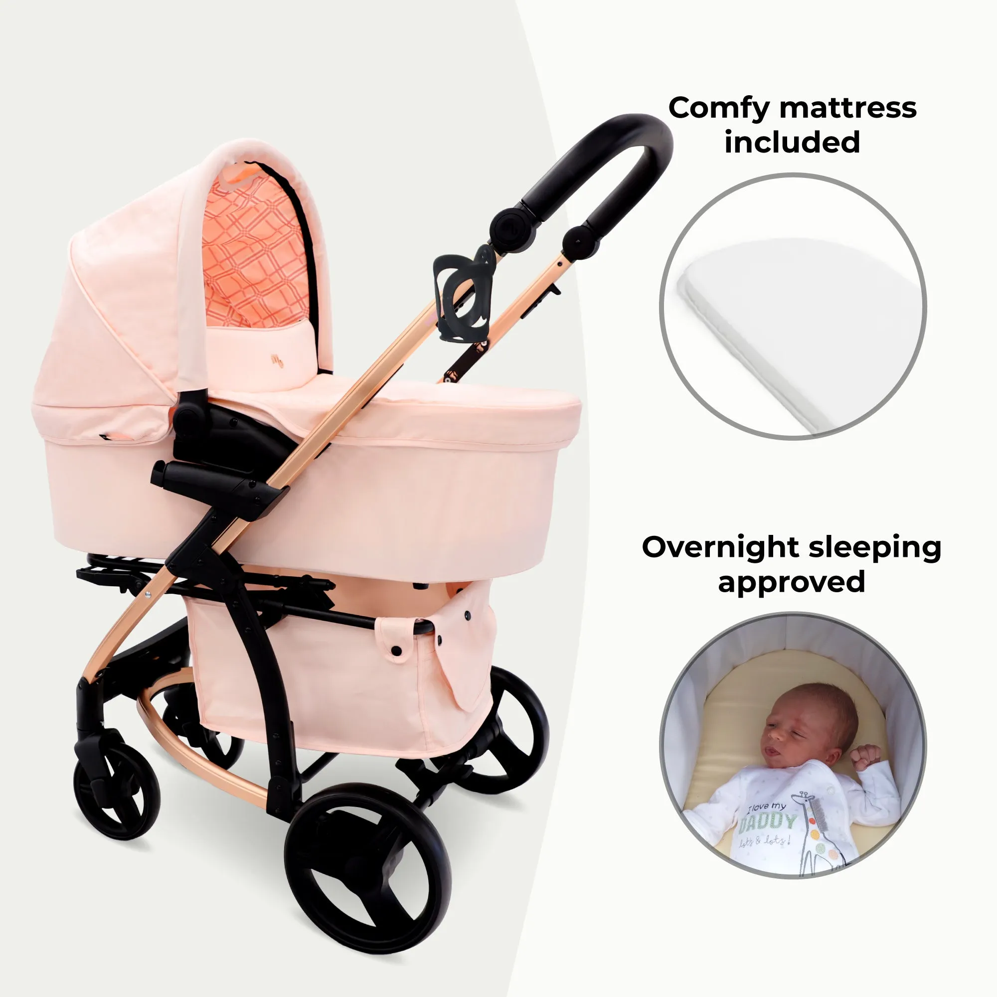 MB200i 3-in-1 Travel System with i-Size Car Seat - Pink Plaid