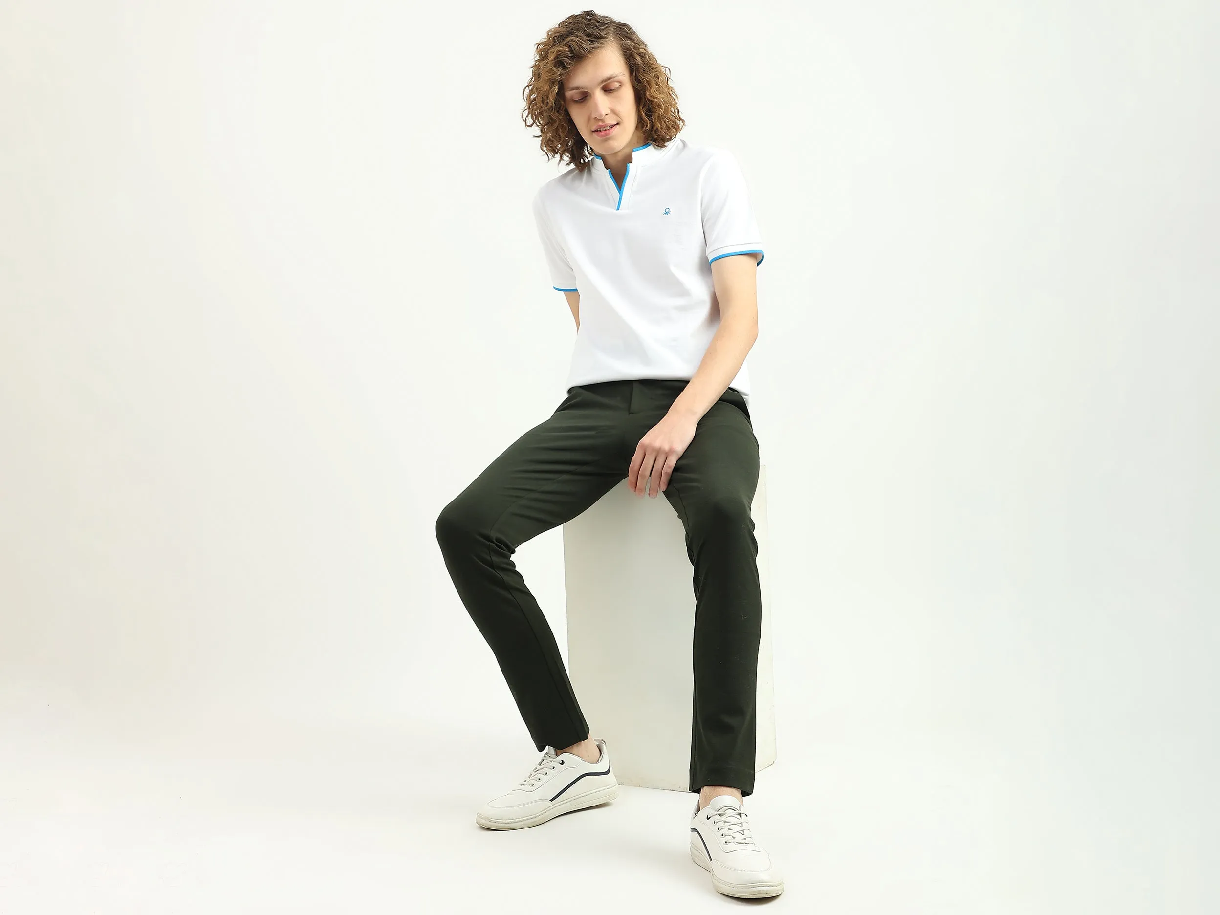 Men Textured Slim Fit Trousers