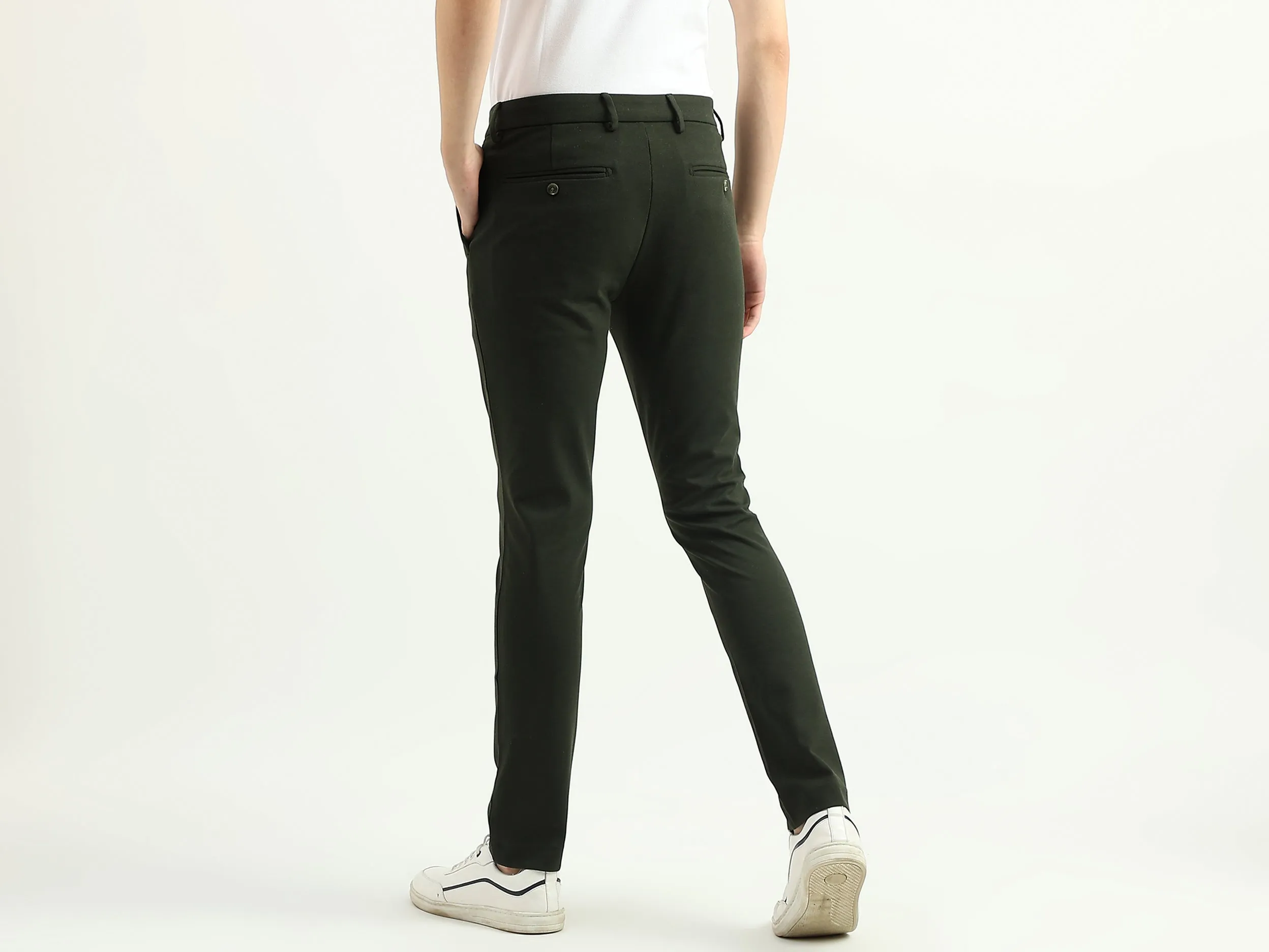 Men Textured Slim Fit Trousers