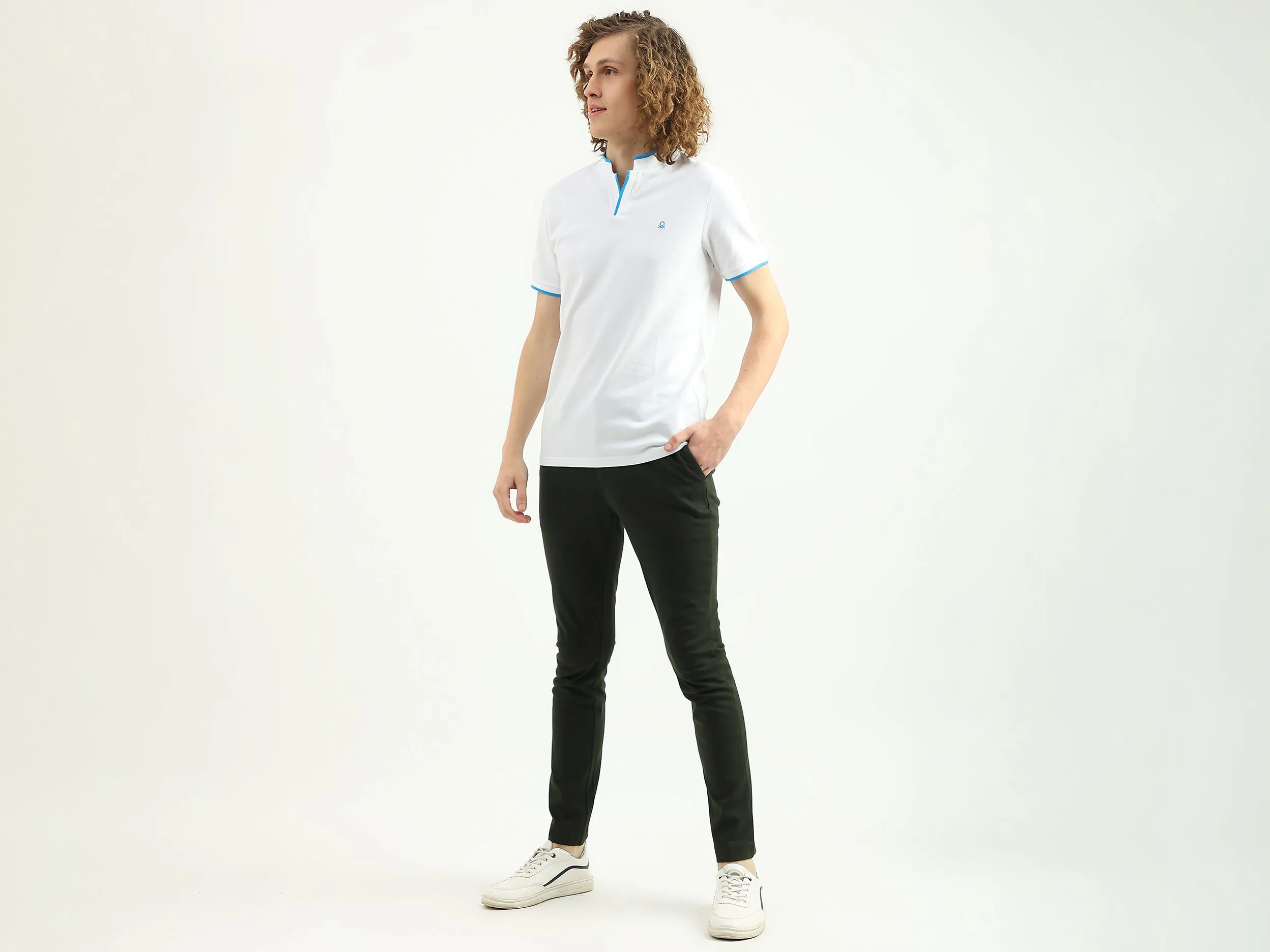 Men Textured Slim Fit Trousers