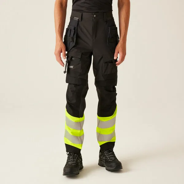 Men's Hi Vis X Pro Stretch Holster Trousers | Black Yellow