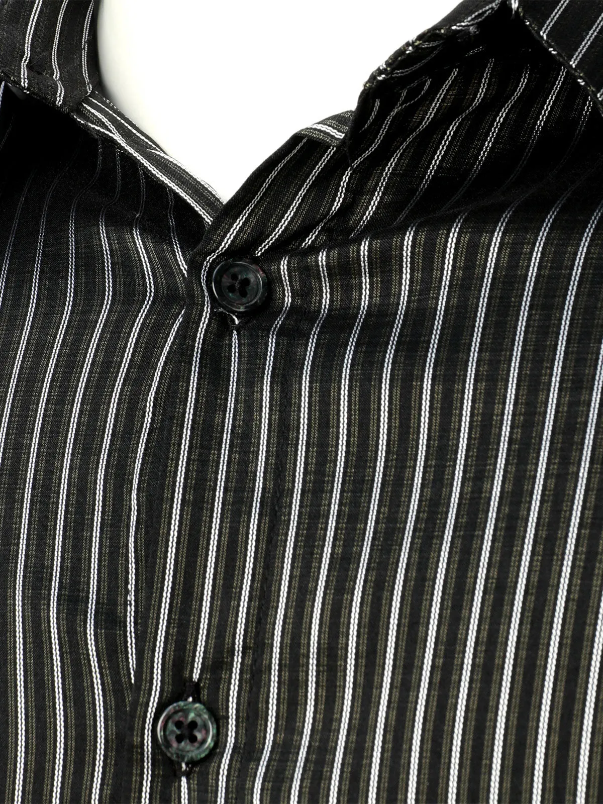 Men‘s Striped Textured Satin Party Slim Fit Wrinkle-Free Button Long Sleeve Shirt
