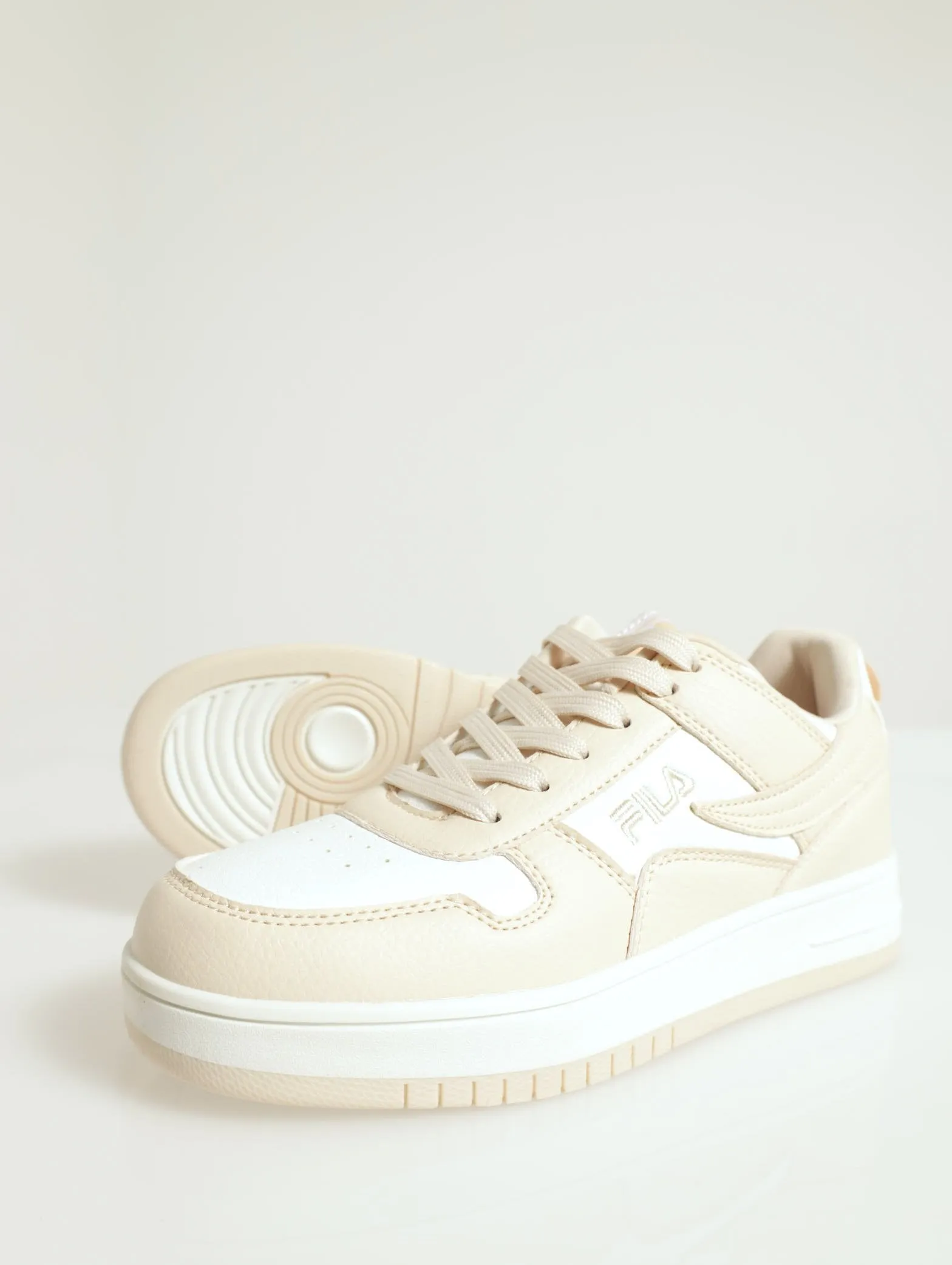 Mila Lace-Up Stacked Court Sneaker - Beige