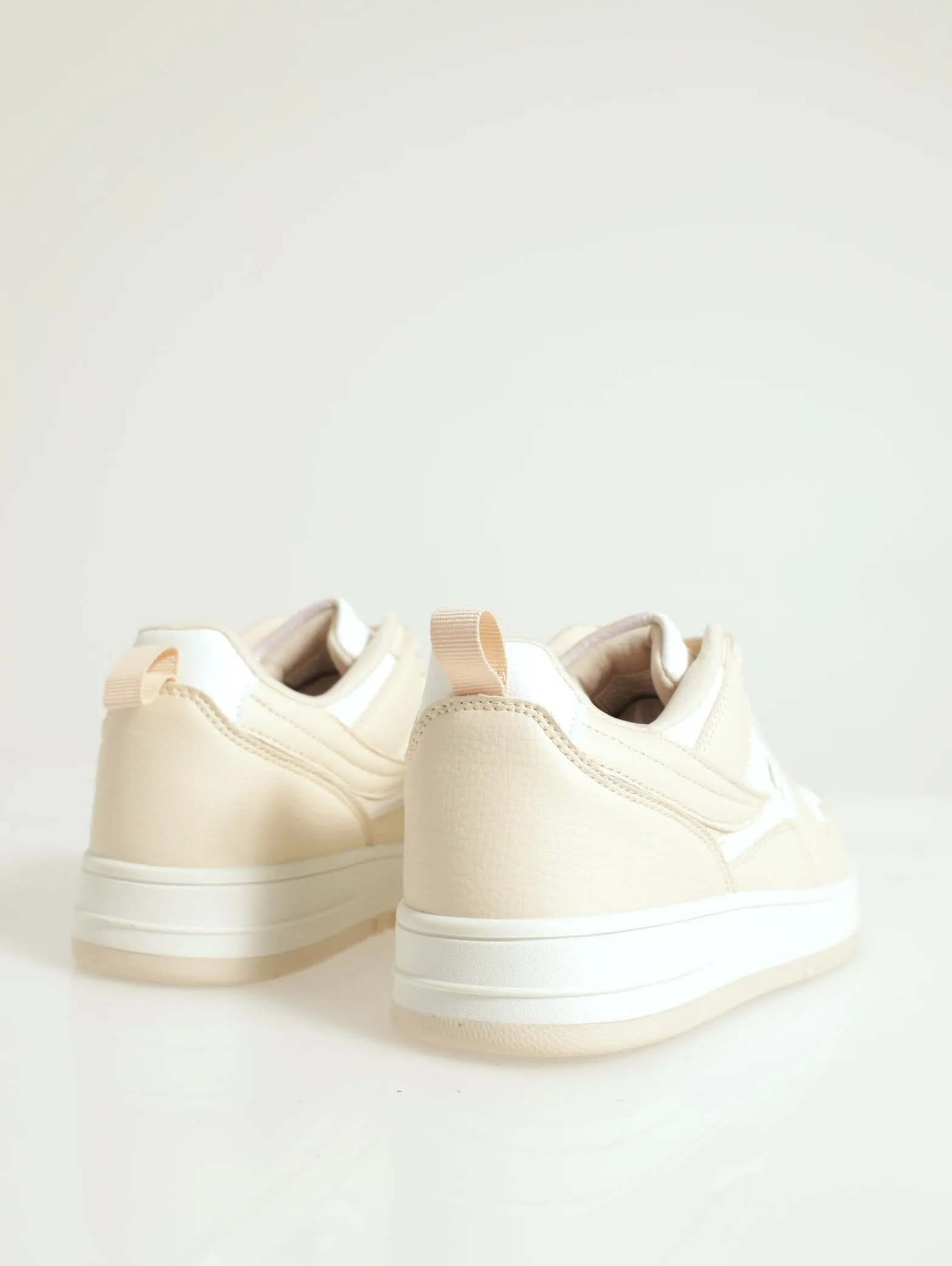 Mila Lace-Up Stacked Court Sneaker - Beige