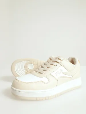 Mila Lace-Up Stacked Court Sneaker - Beige