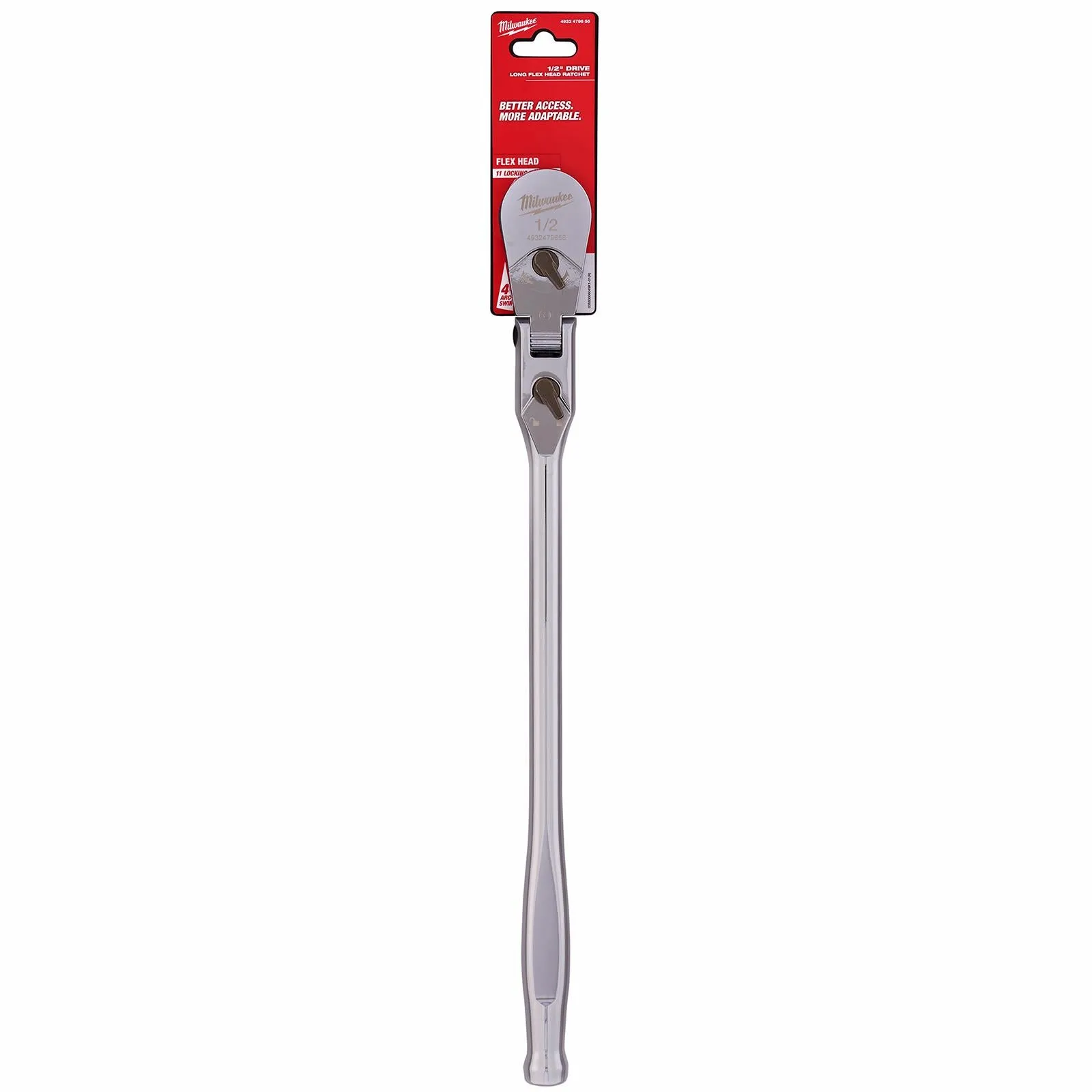 Milwaukee Socket Ratchet Wrench Long Flexible Head 1/2" Drive 90 Tooth Slim Profile Head