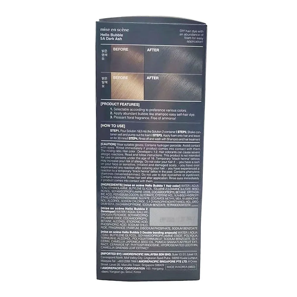 Mise en Scene Hello Bubble Foam Hair Dye 5A Dark Ash - 95g