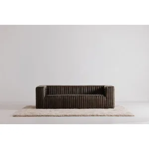 Moe's Home Collection Castle Channel Stiched Green Leather Sofa