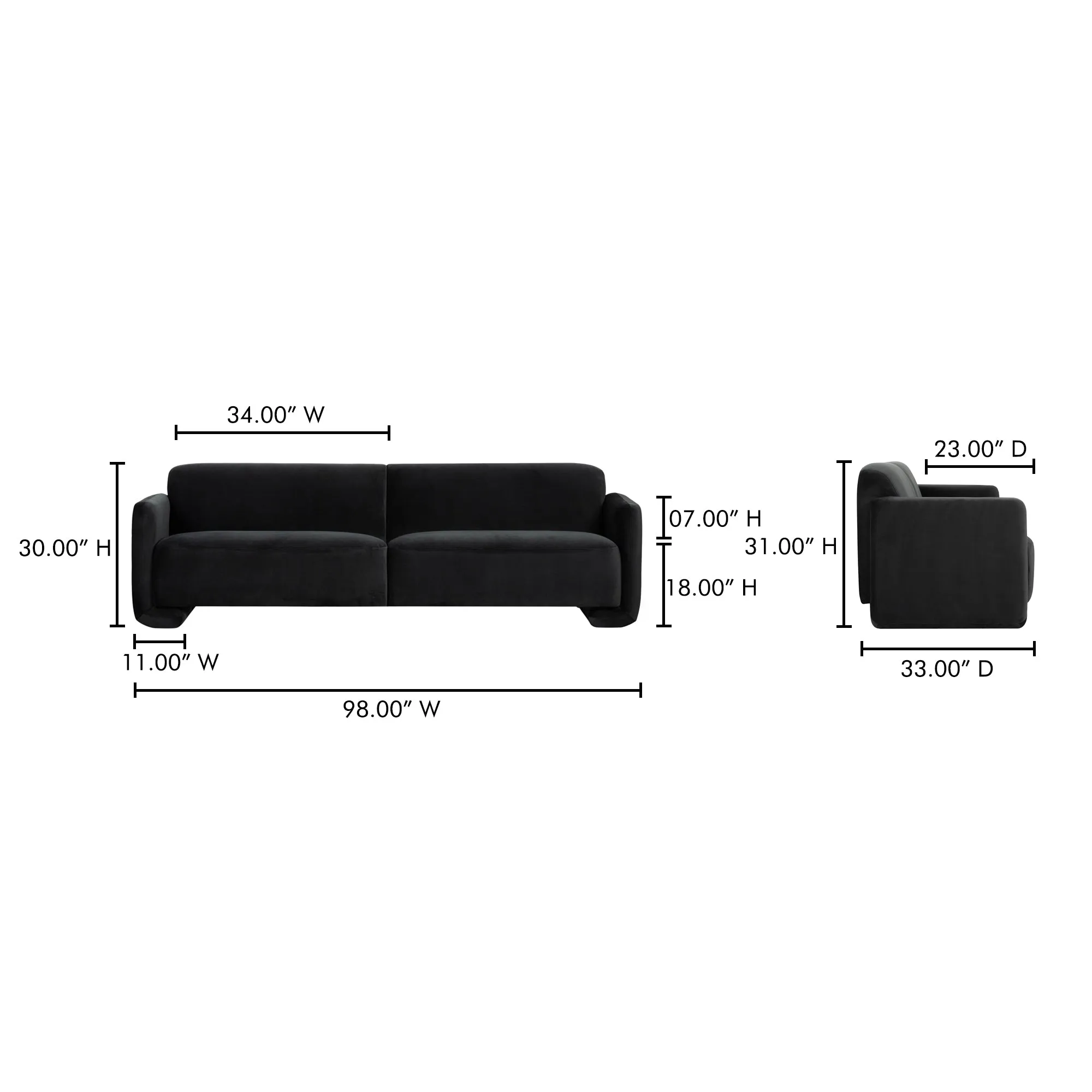 Moe's Home Collection Fallon Shadow Grey Sofa