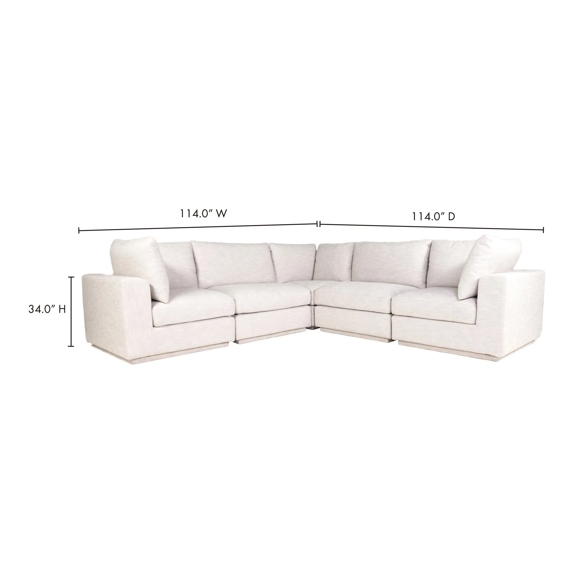 Moe's Home Collection Justin Taupe Classic L-Shaped Modular Sectional