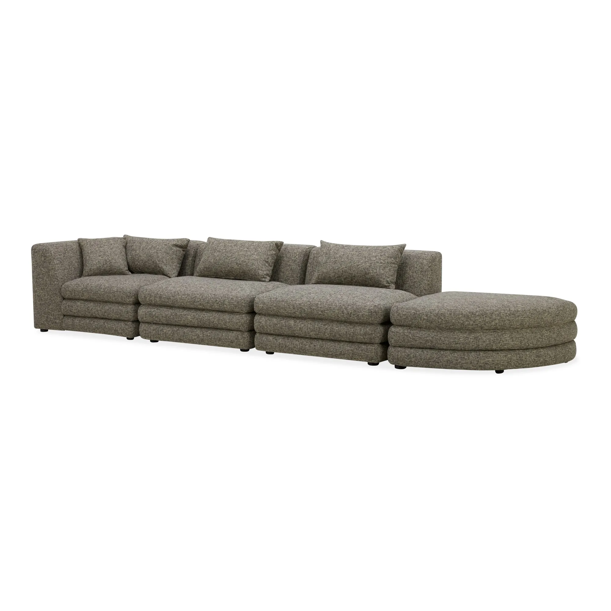 Moe's Home Collection Lowtide Linear Stone Tweed Modular Sectional