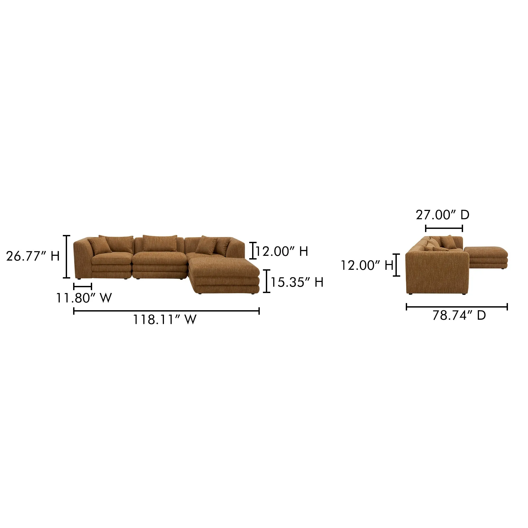 Moe's Home Collection Lowtide Lounge Amber Glow Modular Sectional