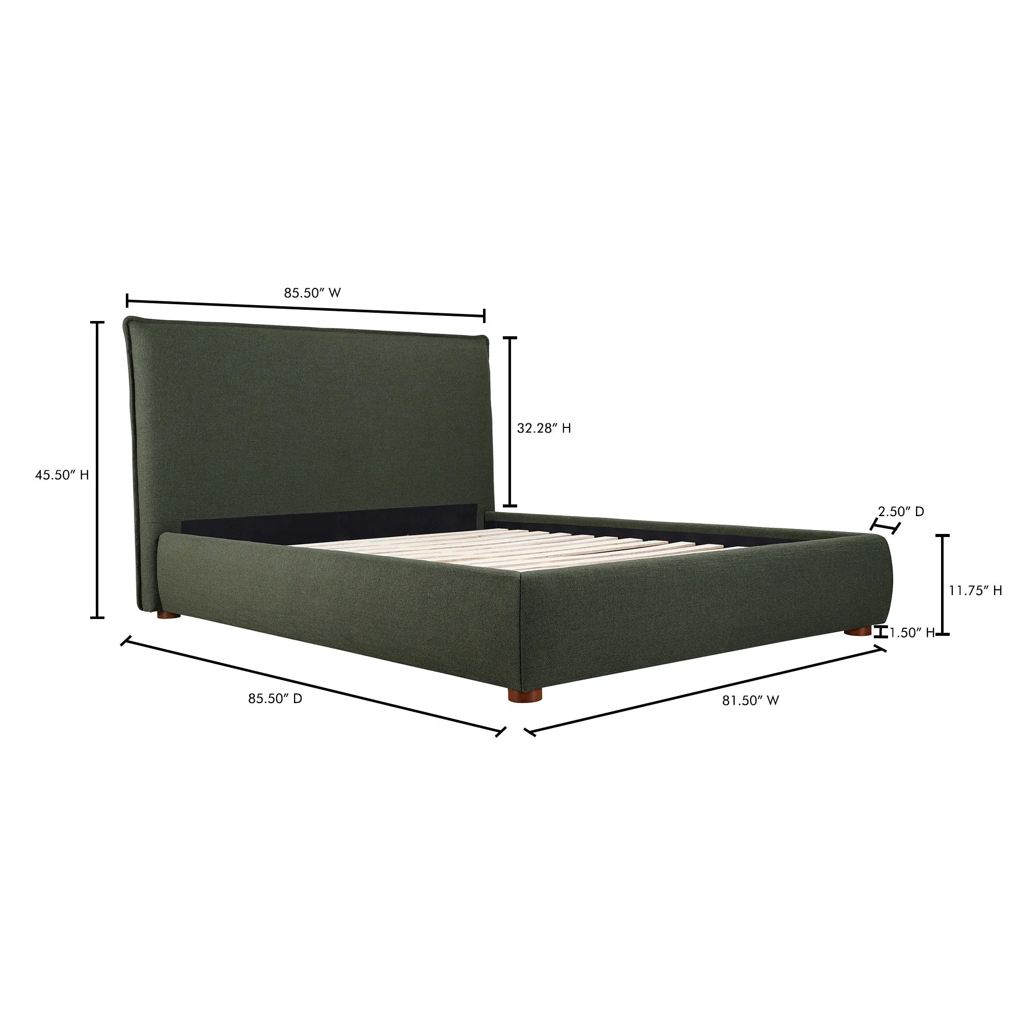 Moe's Home Collection Luzon Green Upholstered King Size Bed