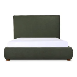 Moe's Home Collection Luzon Green Upholstered Queen Size Bed With Tall Headboard