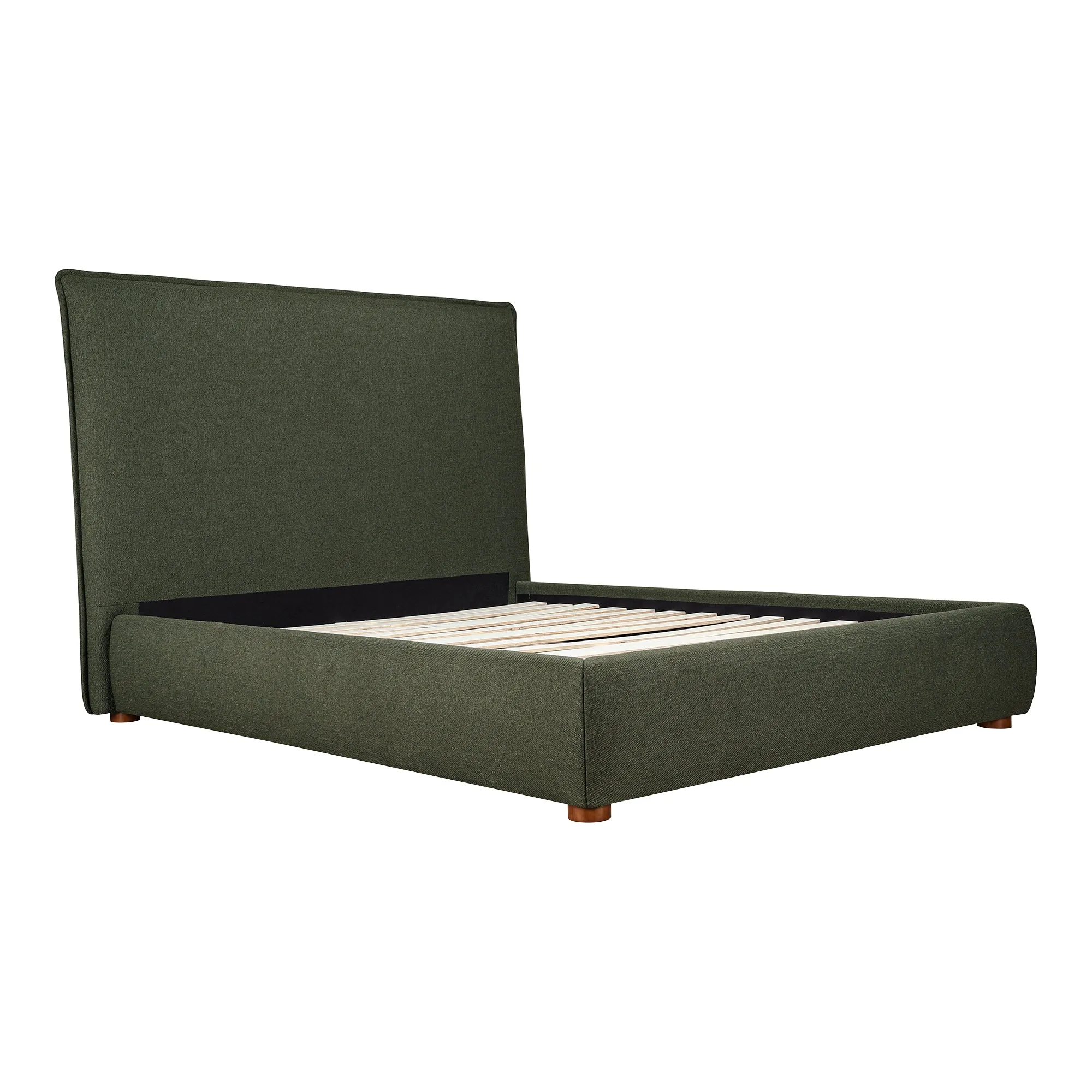 Moe's Home Collection Luzon Green Upholstered Queen Size Bed With Tall Headboard