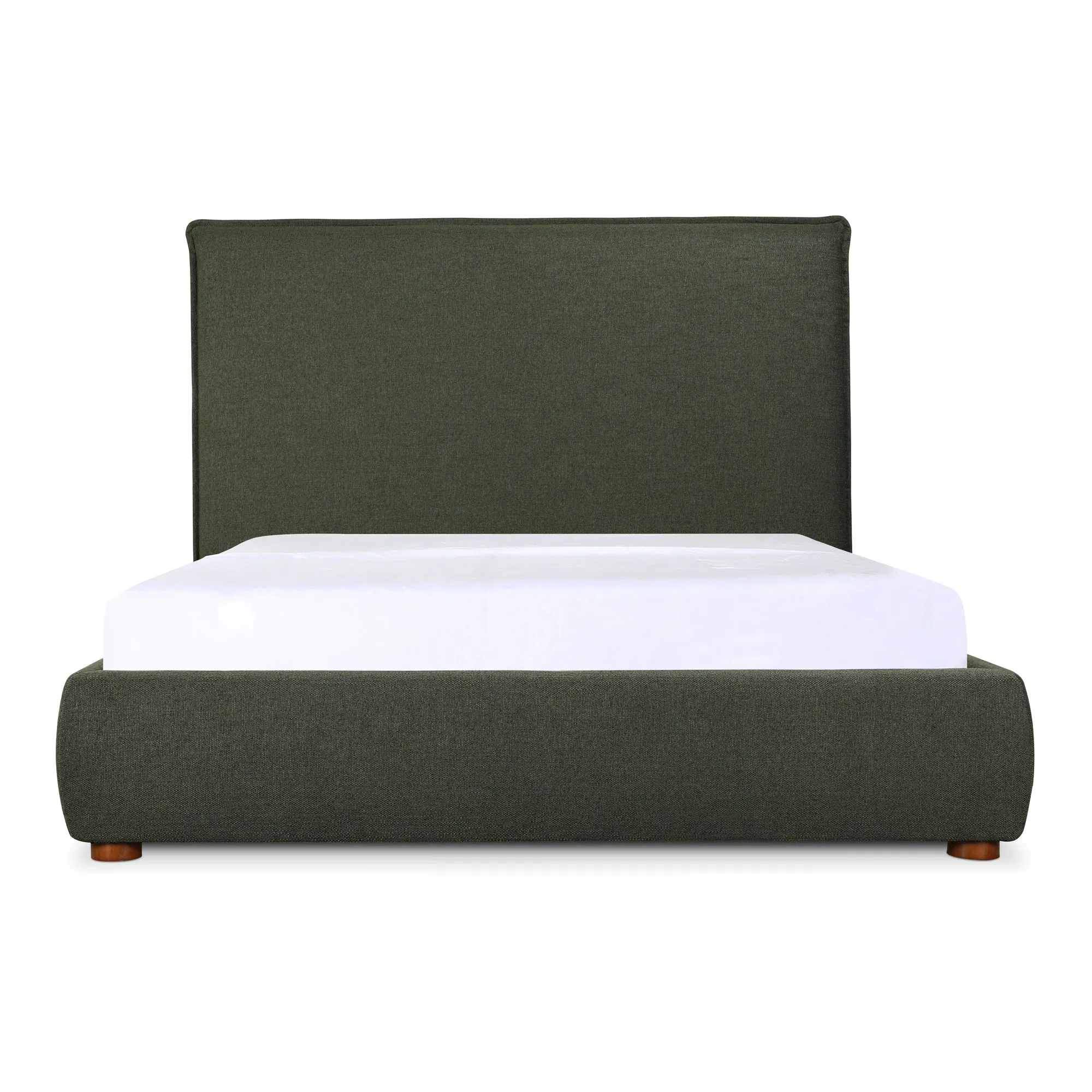 Moe's Home Collection Luzon Green Upholstered Queen Size Bed With Tall Headboard
