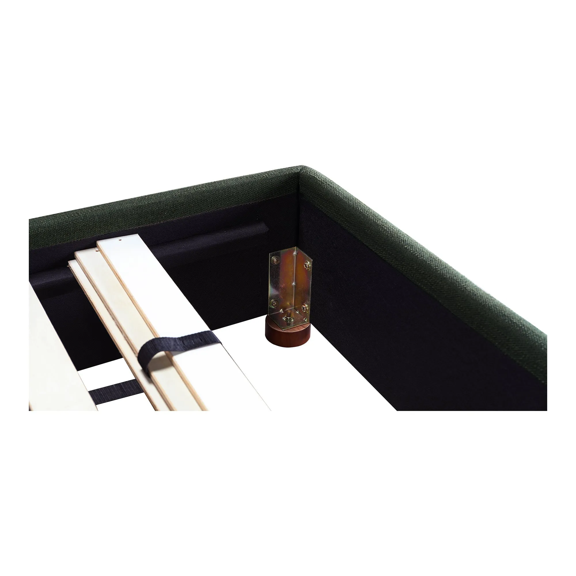 Moe's Home Collection Luzon Green Upholstered Queen Size Bed With Tall Headboard