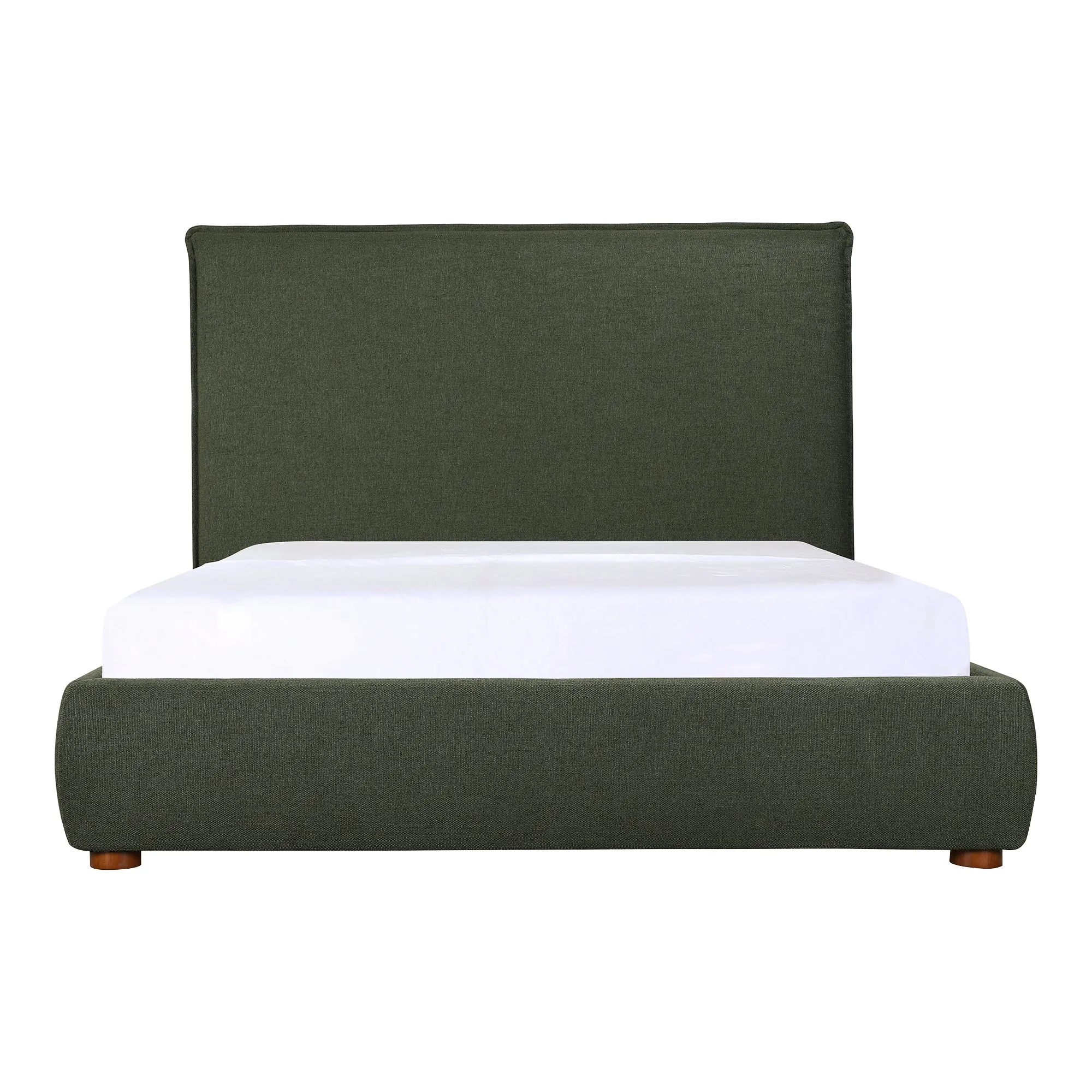 Moe's Home Collection Luzon Green Upholstered Queen Size Bed With Tall Headboard