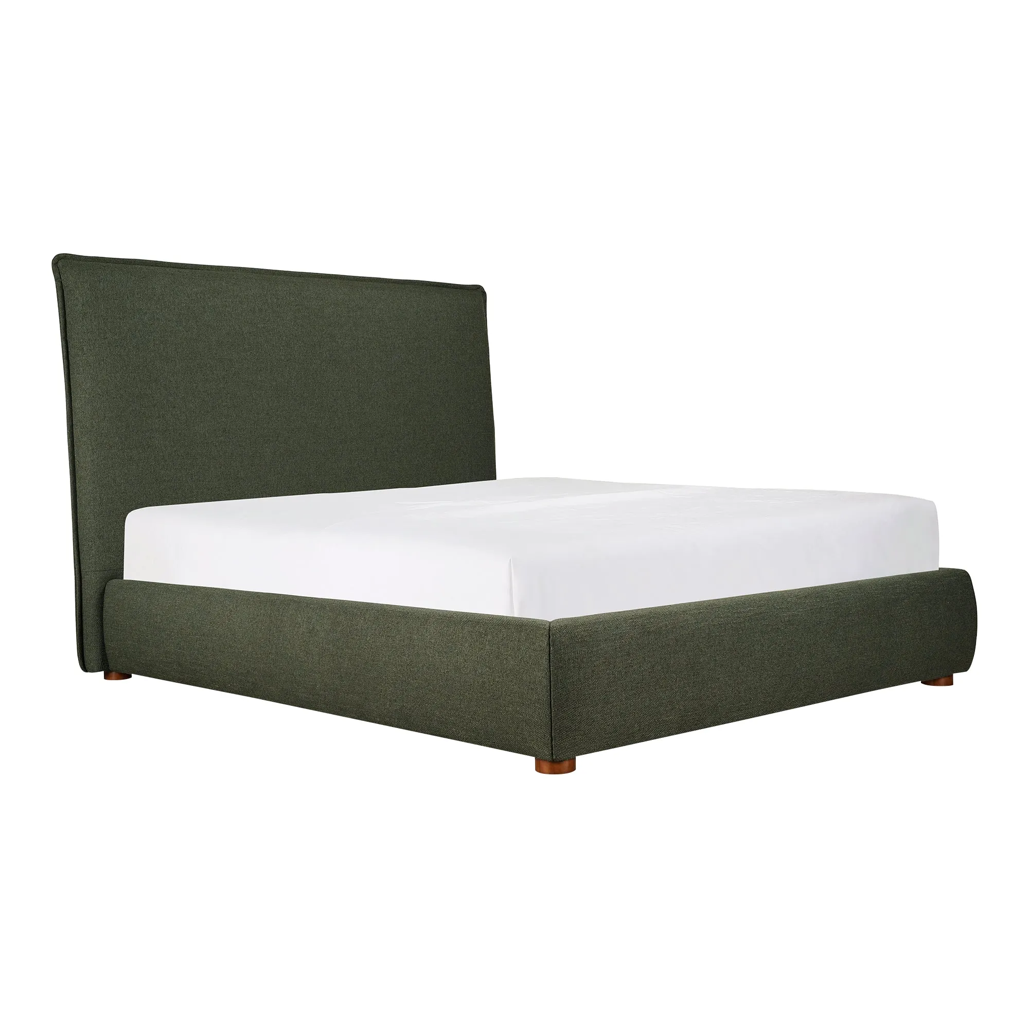 Moe's Home Collection Luzon Green Upholstered Queen Size Bed With Tall Headboard
