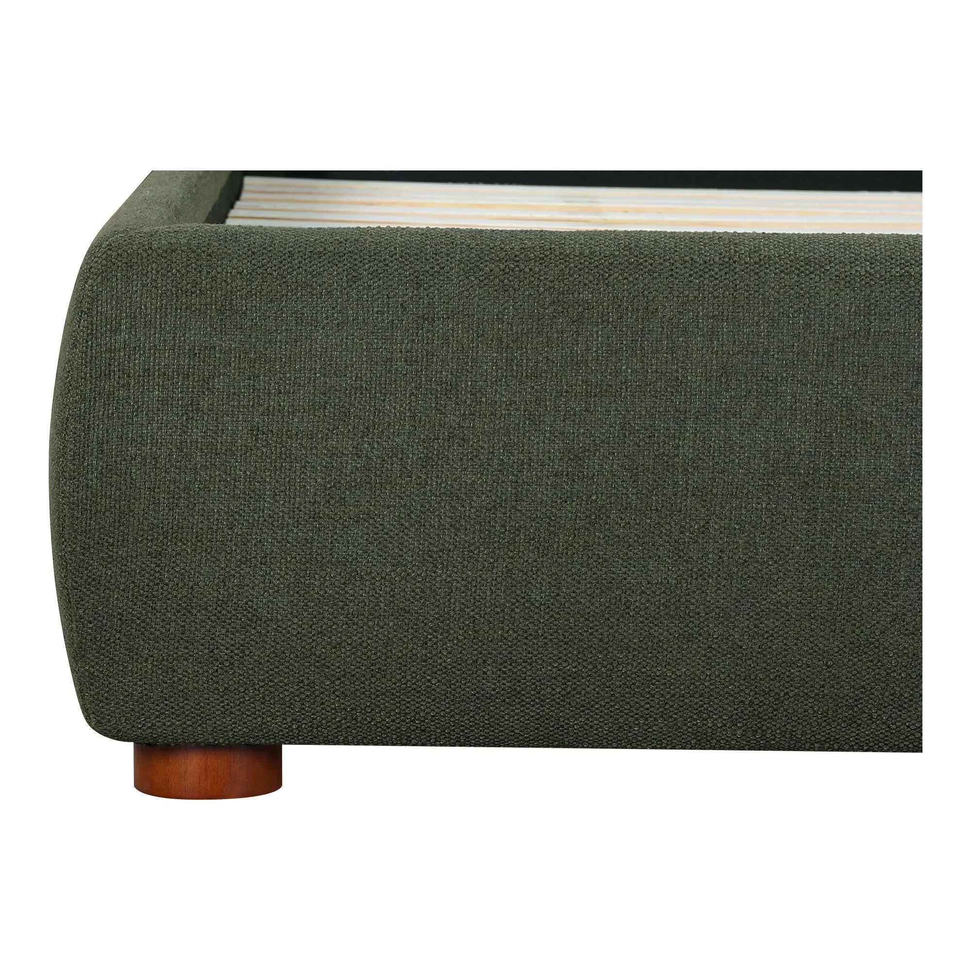 Moe's Home Collection Luzon Green Upholstered Queen Size Bed With Tall Headboard