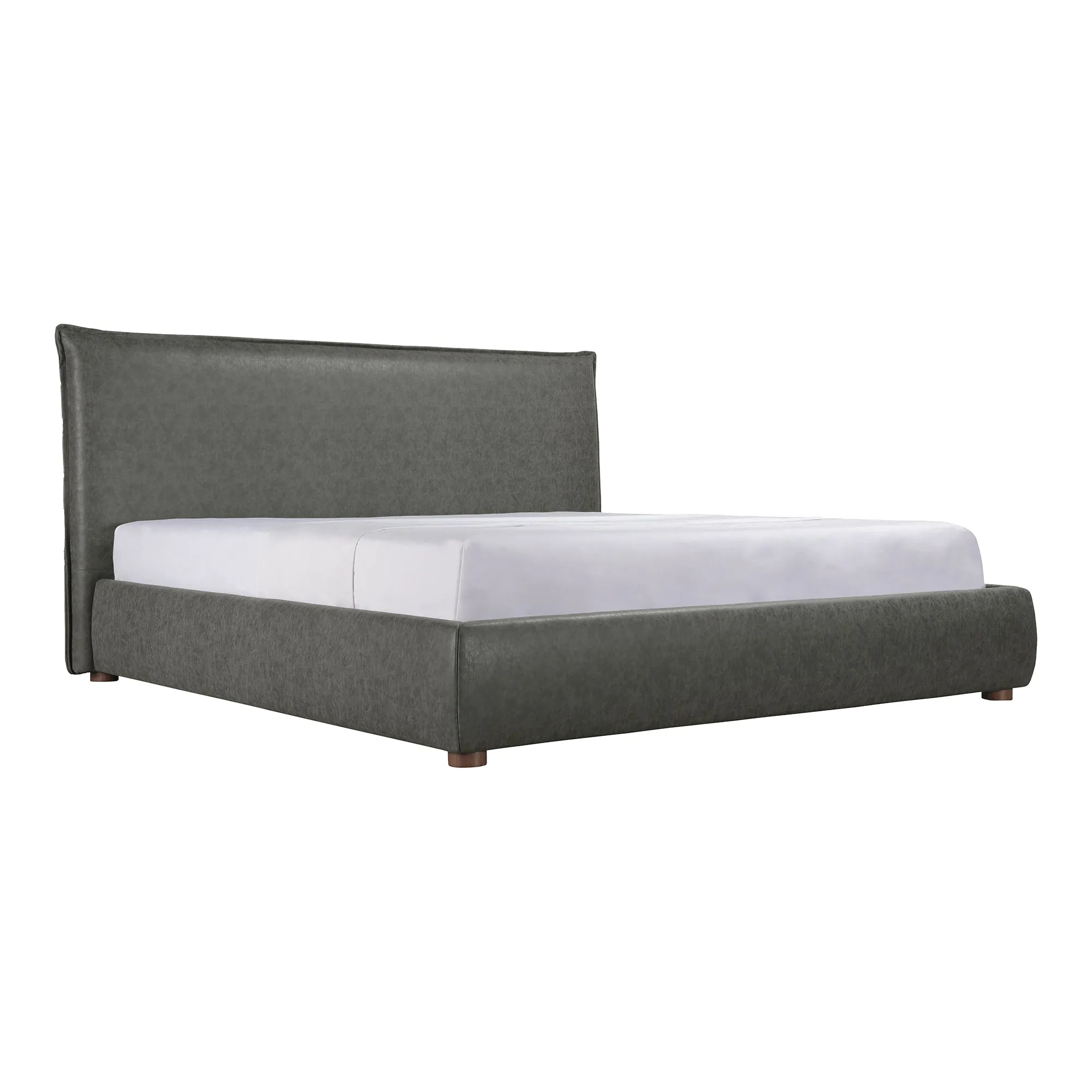 Moe's Home Collection Luzon Slate Vegan Leather Upholstered King Size Bed