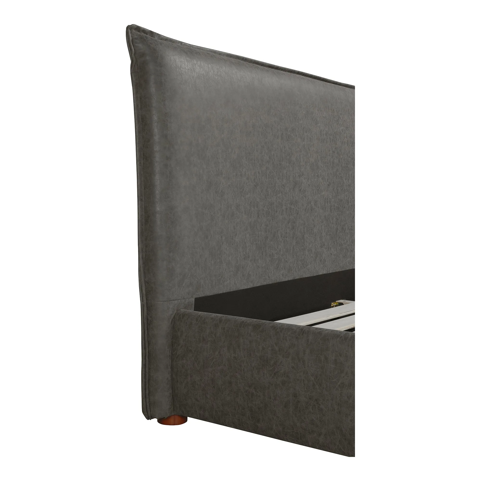 Moe's Home Collection Luzon Slate Vegan Leather Upholstered King Size Bed