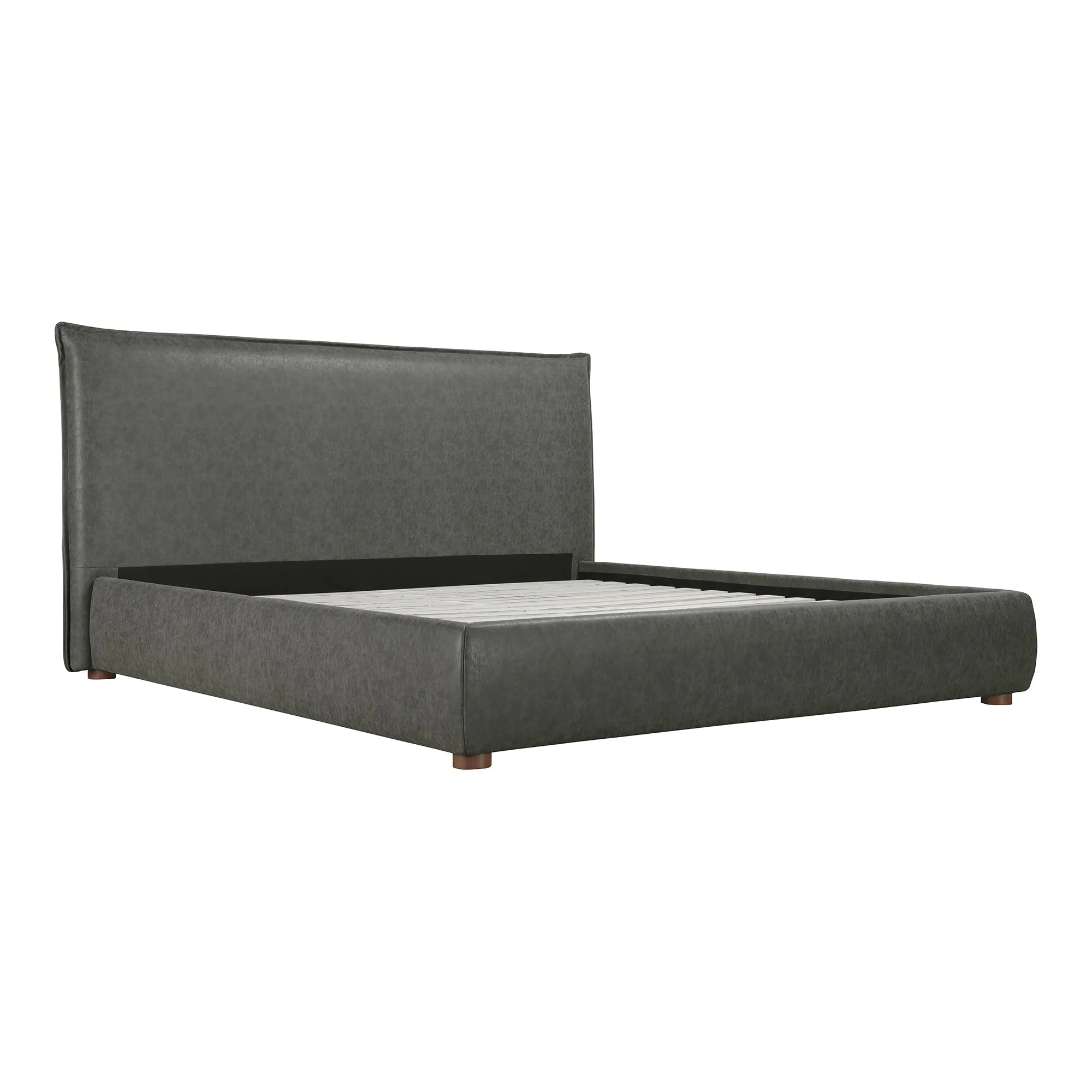 Moe's Home Collection Luzon Slate Vegan Leather Upholstered King Size Bed
