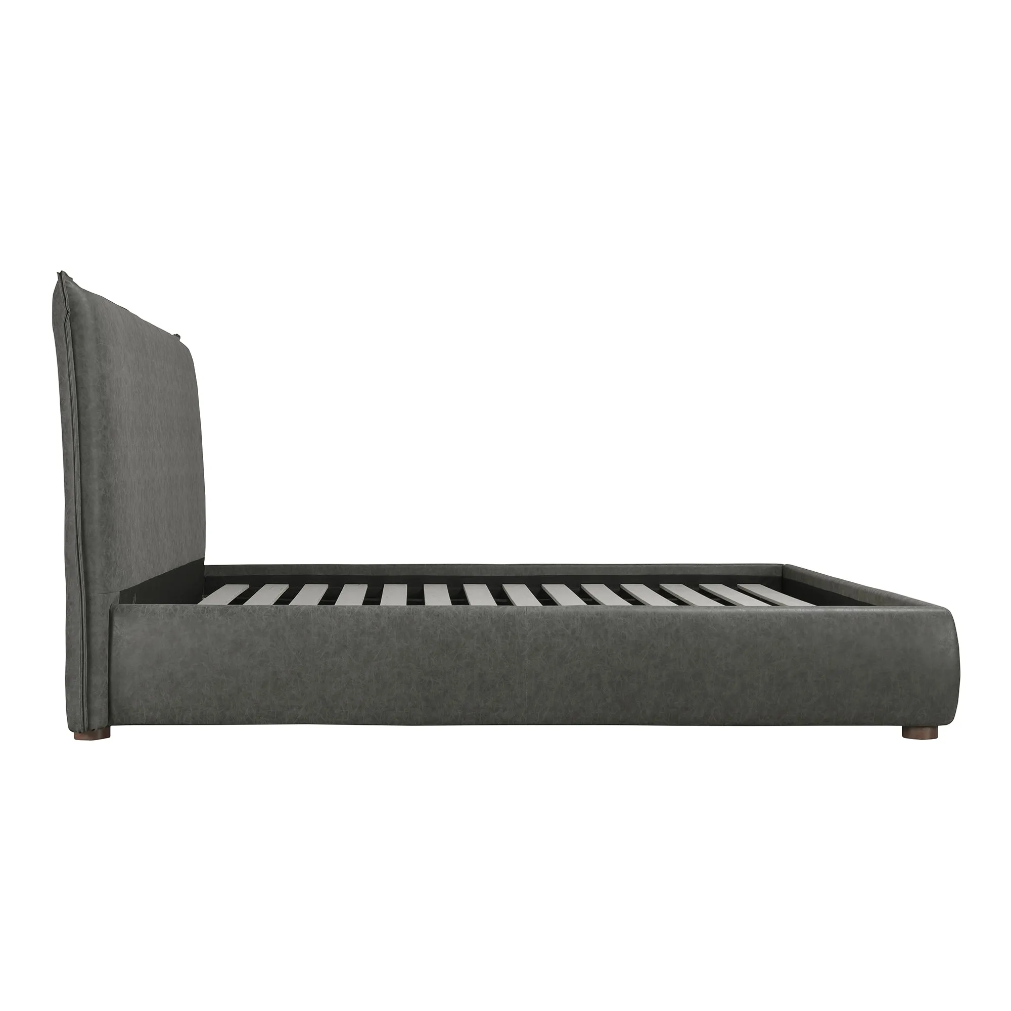 Moe's Home Collection Luzon Slate Vegan Leather Upholstered King Size Bed
