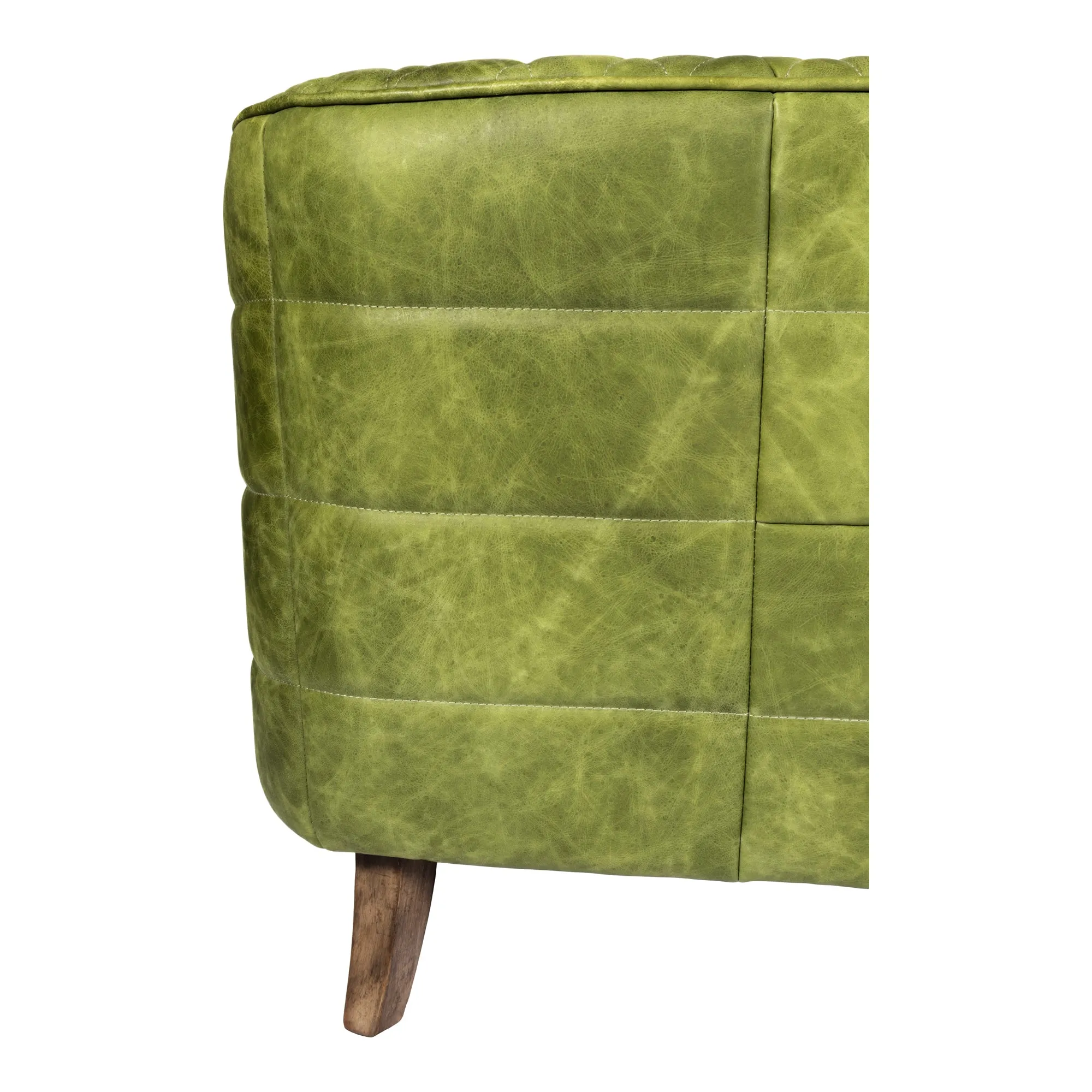 Moe's Home Collection Magdelan Diamond Tufted Green Leather Sofa