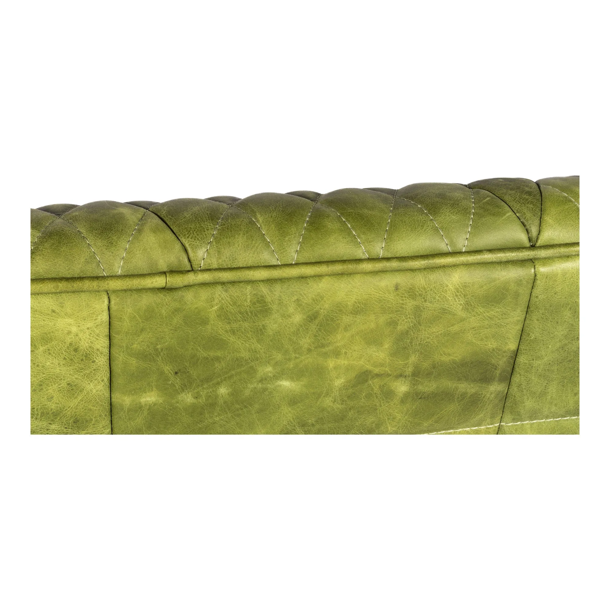 Moe's Home Collection Magdelan Diamond Tufted Green Leather Sofa