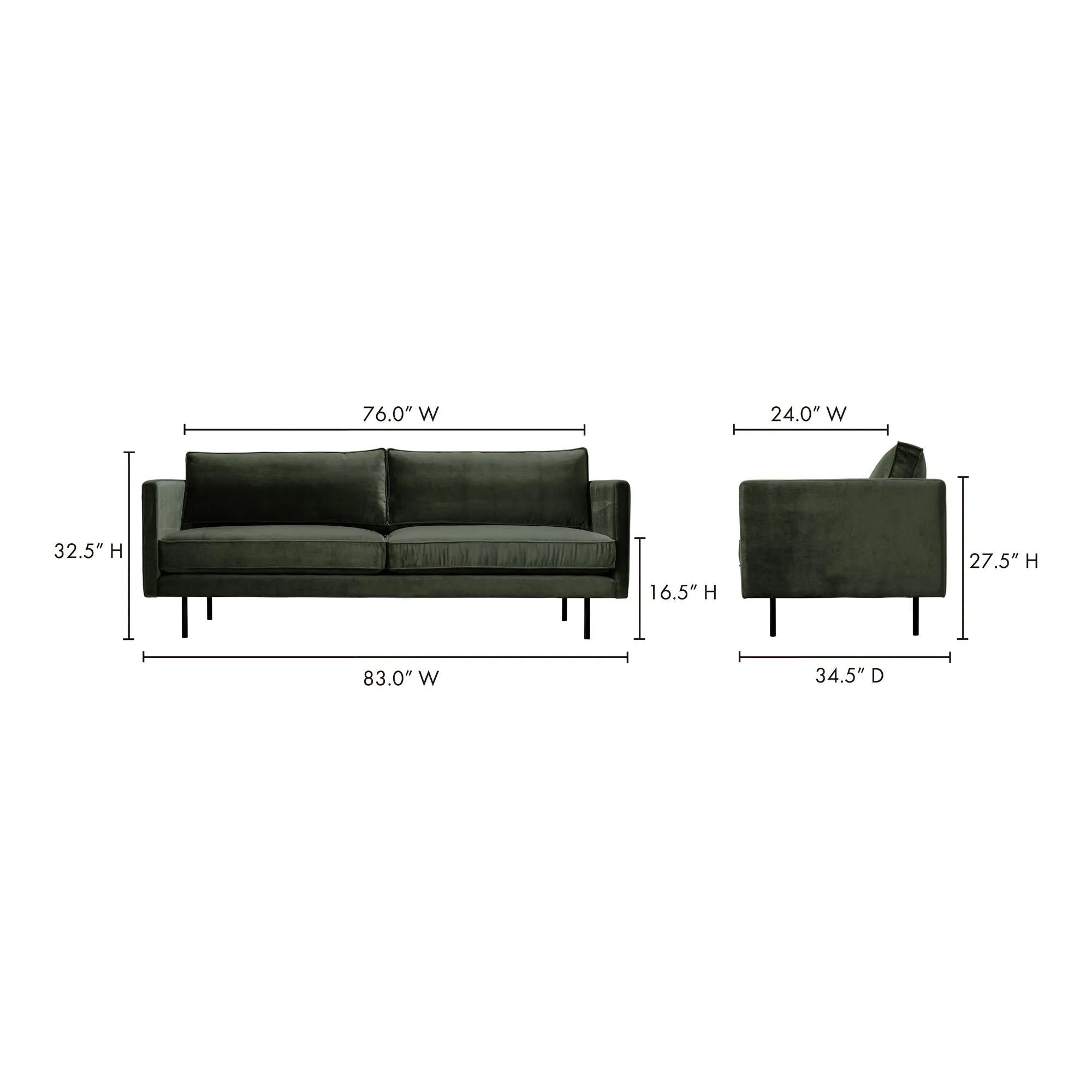 Moe's Home Collection Raphael Dark Green Sofa