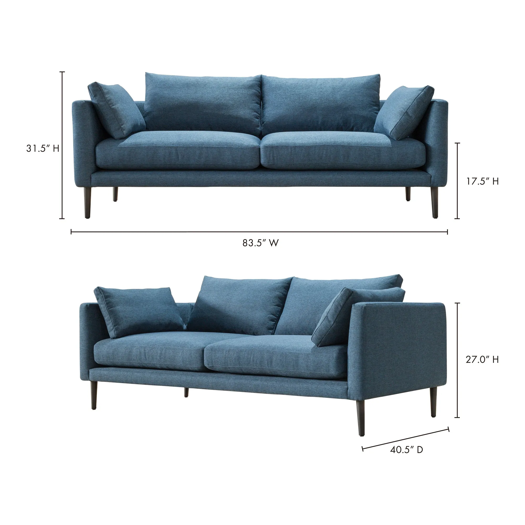 Moe's Home Collection Raval Dark Blue Sofa