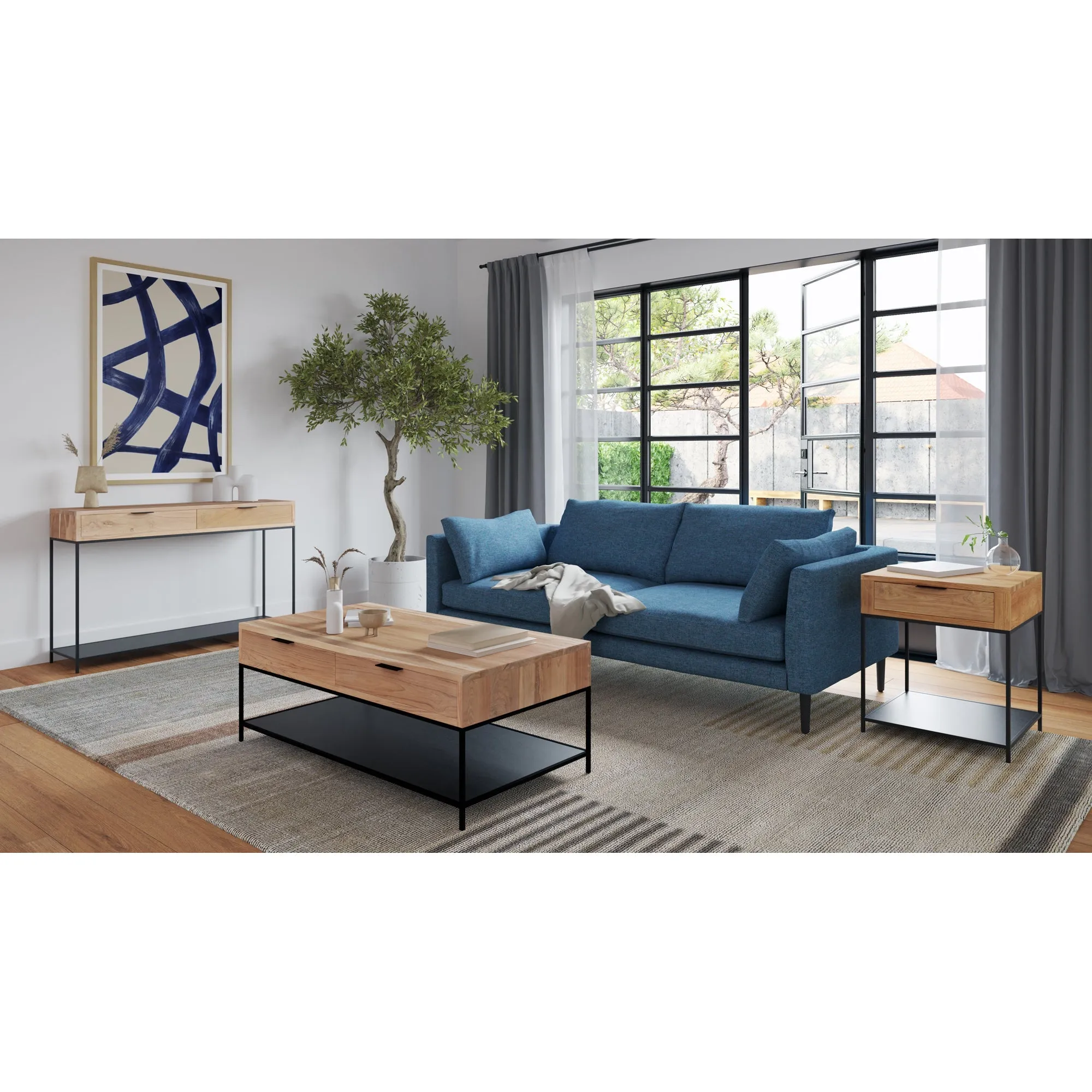 Moe's Home Collection Raval Dark Blue Sofa