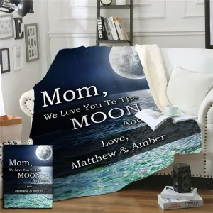 Mom & Grandparent Love You To The Moon And Back Personalized Blankets