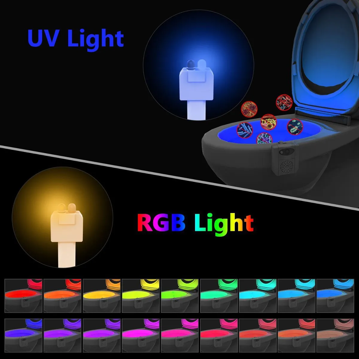 Motion Activated LED Toilet Night Light/ UV Sterilizer