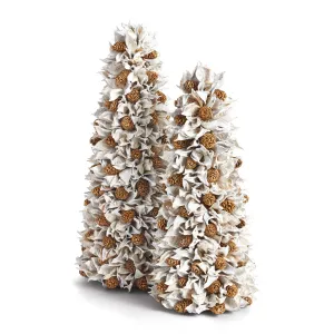 NAPA Home & Garden, PINE CONE & COTTON SHELL TOPIARIES, SET OF 2,Z7085WHB