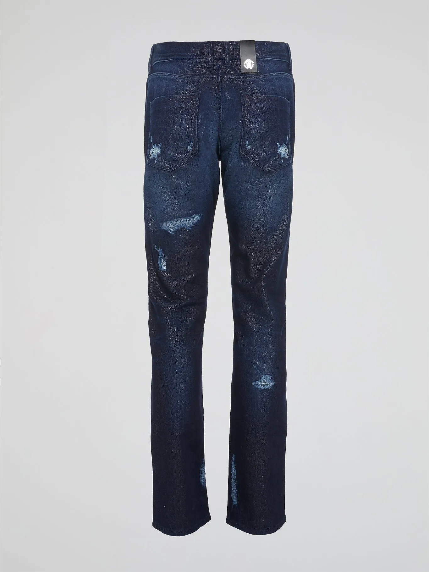 Navy Distressed Slim Fit Jeans