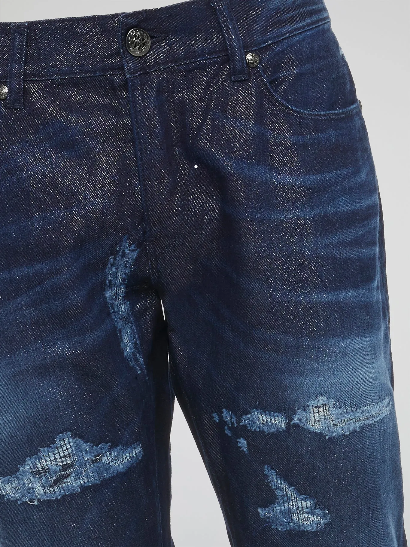 Navy Distressed Slim Fit Jeans