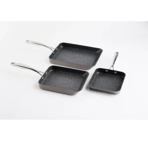 New Curtis Stone Dura-Pan Non-Stick 3-Piece Slide-Out Oven Safe Pan Set, Grey! Retails $129 