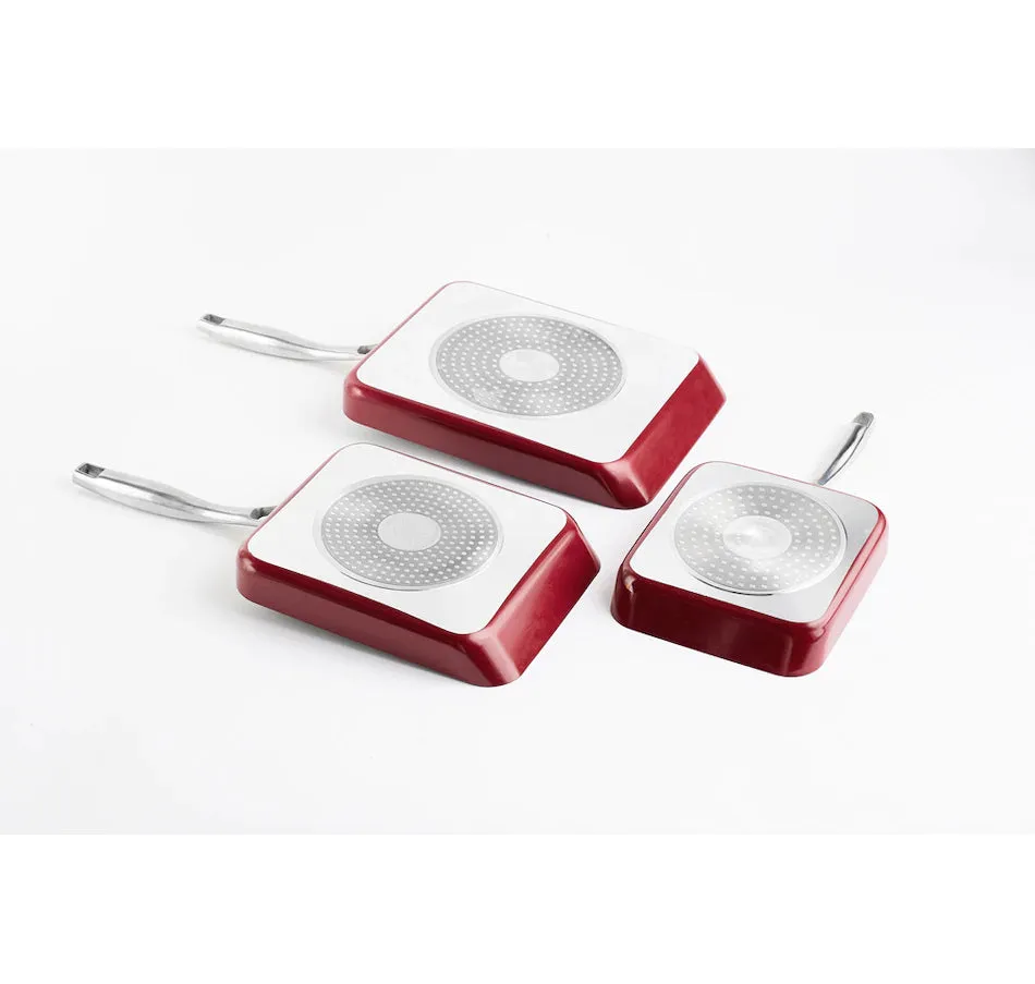 New Curtis Stone Dura-Pan Non-Stick 3-Piece Slide-Out Oven Safe Pan Set, Grey! Retails $129 