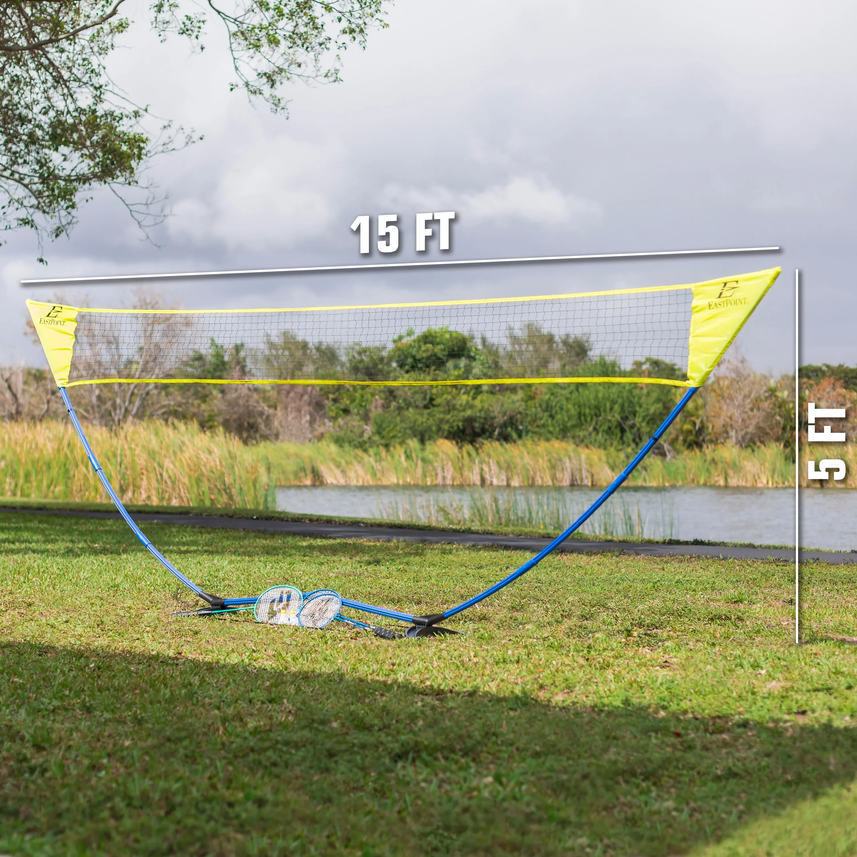 New in sealed box! EastPoint Sports Easy Setup Badminton, height (5 ft. 1 in.) and length (15 ft.)