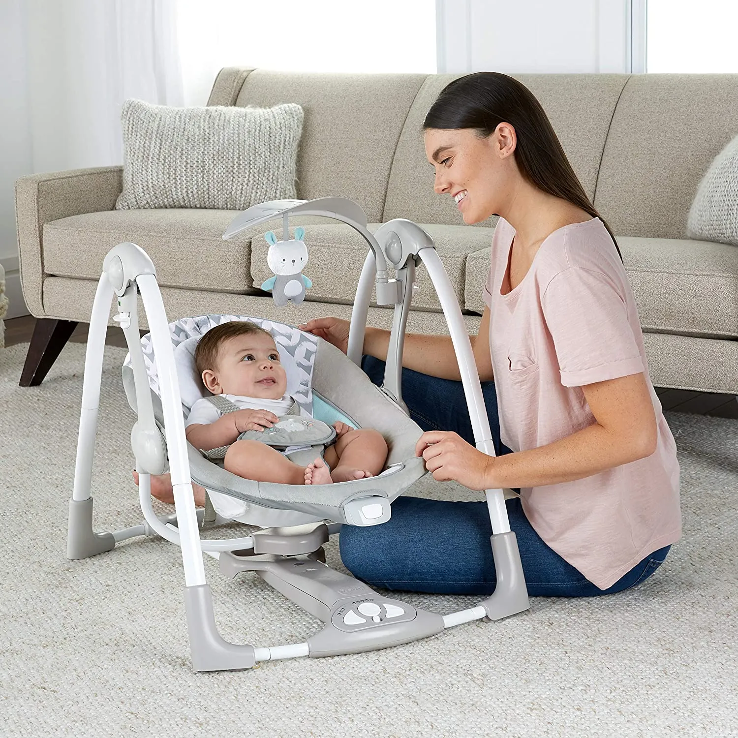 NEW Ingenuity ConvertMe Swing-2-Seat - Raylan - Battery-Saving Portable Swing